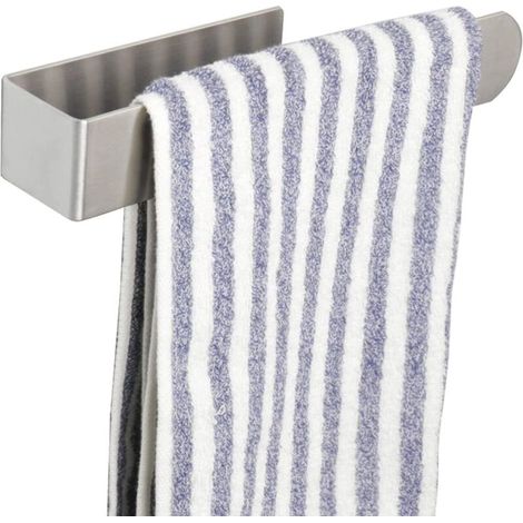 Porte-serviettes de salle de bain, sans perçage, en acier inoxydable SUS304, montage mural pour évier de cuisine, 24 cm, argent