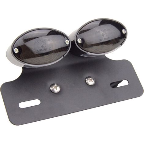 Feu arrière double disque chromé pour moto avec feu stop/clignotant/feu de détresse clignotant à LED intégré, lentille grise adaptée aux motos de route et aux cruisers. (1/4)