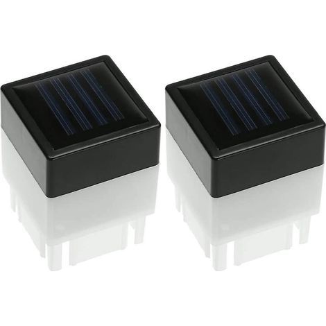 Lampes solaires carrées pour poteaux de clôture, lampes solaires extérieures pour poteaux de terrasse (2 pièces, noir) (1/5)