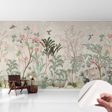 Papier peint autocollant adhésif avec imprimé motifs uniques apparence moderne Oasis tropicale 416x254 cm (1/5)