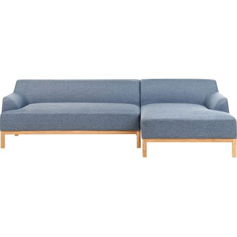 Ecksofa 3-Sitzer SOSJO Stoff Blau linksseitig