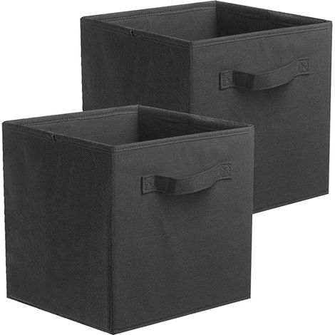 Set aus 2 faltbaren Aufbewahrungsboxen und Schubladenorganizer aus Stoff für Kleiderschrank und Spielzeug, schwarz (1/5)
