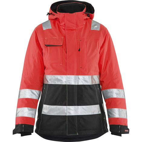 Veste de travail doublée haute visibilité femme 4872 - Rouge fluo/Noir XS