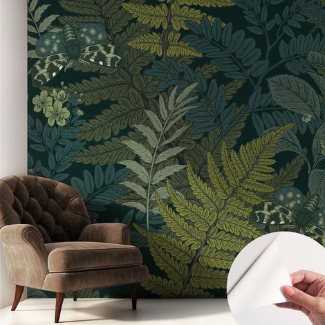 Carta da parati adesiva - lavabile - decorazione murale - per cucina - pellicola decorativa Eleganza verde 250x250 cm (1/5)