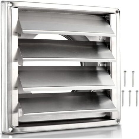 LAN Capuchon d'aération à persiennes de 5 pouces, couvercle d'aération extérieur en acier inoxydable avec 4 vis pour sécheuse, cuisinière et climatiseur. (1/3)