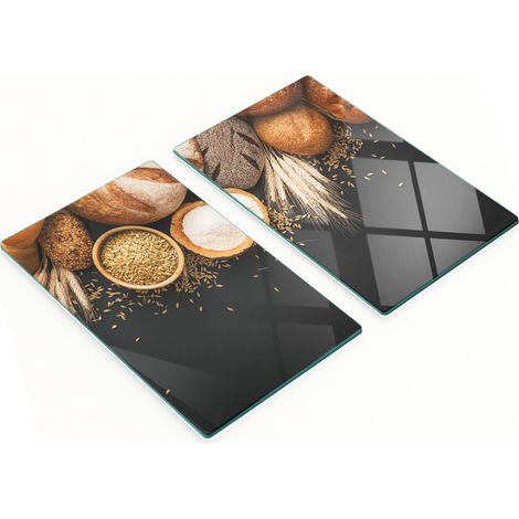 Tablas decorativas de vidrio para cortar y servir pan y trigo, 2x30x52 cm