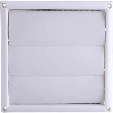 Grille d'aération en plastique 3 volets pour conduit mural, 20x20cm, avec filet de protection (1/5)