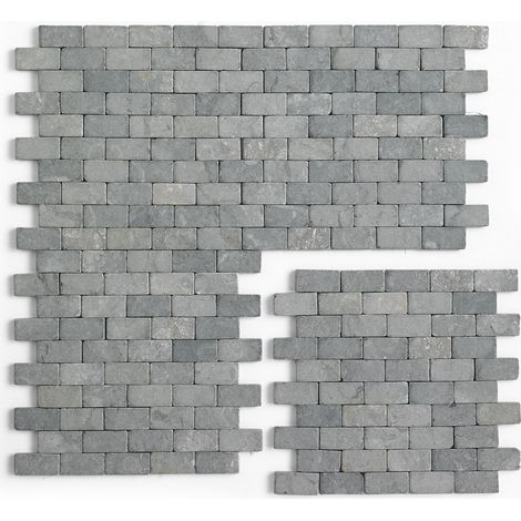 Carrelage mosaïque (Boite de 1m²) / Plaque de mosaïque mur et sol en marbre naturel coloris gris mat - 30 x 30 cm - PEGANE - (1/2)