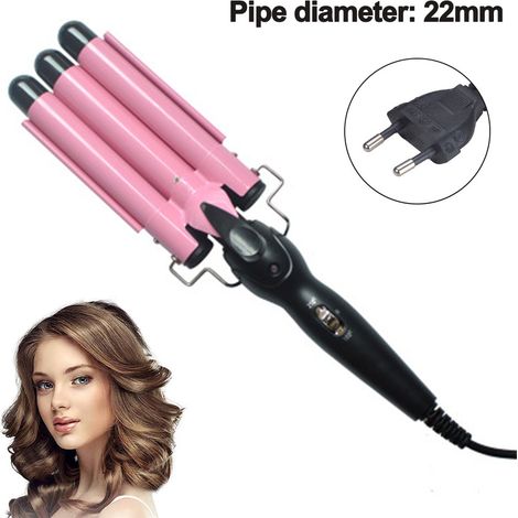 Fer À Boucler 3 Rouleaux - Céramique Tourmaline - Température Réglable 180-210 °C - Tension Universelle 110-240 V - Longueur Totale 35 cm - 1 Pièce (1/5)