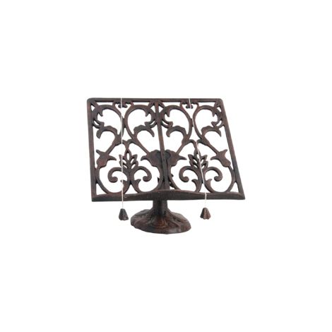 Ac-Deco – Porte-livre antique en fonte – Dimensions L 26,3 x l 13,2 x H 24 cm – Support élégant pour livres de cuisine – Finition vintage