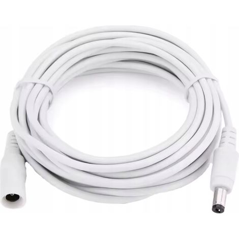 Cavo di prolunga di alimentazione bianco da 5 m per telecamere con connettore DC da 5,5 mm (1/5)