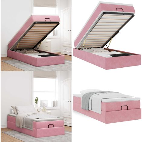 vidaXL Ottoman-Bett mit Matratze Rosa 90x190 cm Samt (1/5)