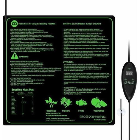 Tapis Chauffant Adjustable avec Contrôleur de Thermostat Serres Chauffantes Hydroponique Imperméable,50.8cm x 50.8 cm.. (1/4)