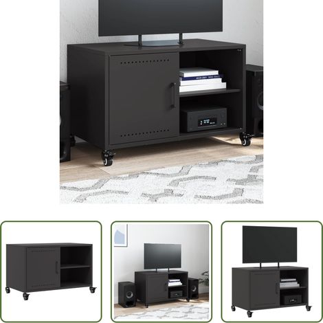 vidaXL Stahl - TV-Schrank Schwarz 68x39x43,5 cm Stahl (1/5)