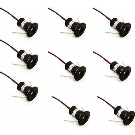 Noir 9pcs 12V 1W Mini Spot LED Spots Encastrables pour Cuisine Escaliers Placard Couloir DIY Éclairage Blanc Chaud Blanc Froid Vitrine Petit Plafond IP65 3000K (120° Blanc Chaud) (1/4)