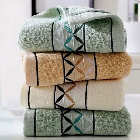 Lot de 4 serviettes de toilette en coton, 100 % coton, imprimées, ultra douces et très absorbantes, pour la salle de bain, 36 x 76 cm