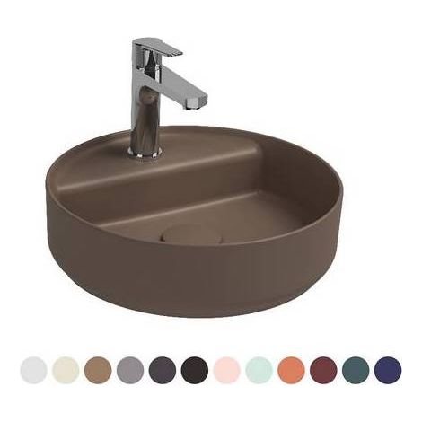 LAVABO D'APPOGGIO ROTONDO CON FORO RUBINETTO INFINITY Misura: Tortora Opaco  L. 42 cm