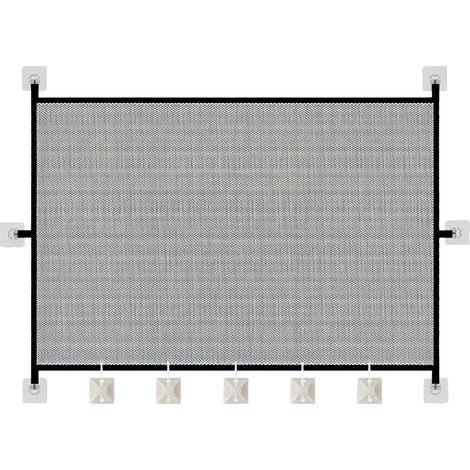 Barrière de Sécurité Rétractable pour Chiens et Chats Grille de Protection en Maille pour Portes Escaliers et Couloirs Noir 180x72cm (1/5)