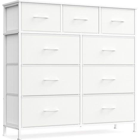 SONGMICS BELLAH Collezione - Cassettiera Camera da Letto, Mobile con Cassetti, Acciaio, Cabina Armadio Ingresso Soggiorno, 9 Cassetti, Moderno, Bianco Nuvola e Bianco Neve LGS324WH01 (1/5)