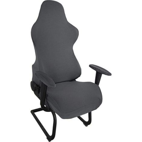 Housse de chaise de bureau extensible, anti-saleté, extensible, housse de chaise de jeu, housse de chaise de jeu extensible, housse de fauteuil rotatif-gris foncé (1/5)
