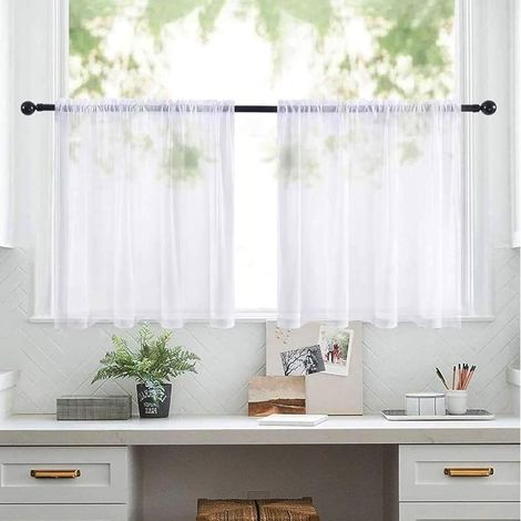 (60x76CM) Lot de 2 sheer Rideau Chambre, Rideau Semi Transparent Voilage, Rideaux Sheer White Rideaux(Canne non incluse) (1/5)