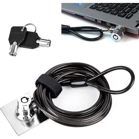 câble antivol pour ordinateur portable tablette Verrou de sécurité antivol Sécurité matériel kit de câble antivol pour ordinateur portable, PC, ordinateurs portables, téléphones et projecteurs (1/5)