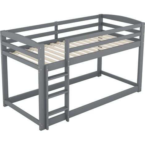 Letto a Castello per Bambini Letto 2 Posti con Sponde di Sicurezza e Struttura Bassa 90×200 cm senza Materasso (1/5)