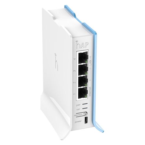 MikroTik  RB941-2nD-TC hAP Lite  Point d'accès  802.11n  2,4 GHz  10/100 Mbit/s  Ports Ethernet LAN (RJ-45) : 4  MU-MiMO : Oui  sans PoE (1/4)