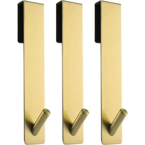 Ganci per porte doccia in vetro senza telaio, allungati (18 cm), per appendere asciugamani, set da 3, colore oro.