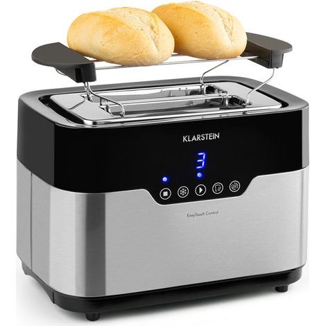 Klarstein Arabica Toaster - 920W, Touch-Bedienfeld, LED-Display, Auftau, Aufwärm- und Abbruchfunktion, Aufbackrost, Krümelschublade, Kabelaufwicklung, Edelstahl