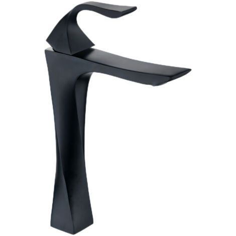 Robinet de lavabo robinet chaud et froid robinet d'armoire de salle de bain mode créative robinet de baignoire domestique en alliage de zinc, hauteur 31 cm, noir (1/4)