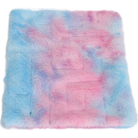 Tapis labyrinthe à billes apaisant en flanelle douce tie-dye, bleu clair, idéal pour soulager le stress et l'anxiété des enfants. (1/5)