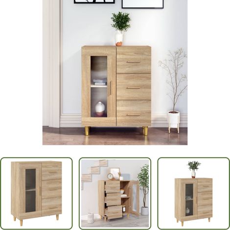 vidaXL Meuble de cuisine - Buffet chêne sonoma 69,5x34x90 cm bois d'ingénierie (1/5)
