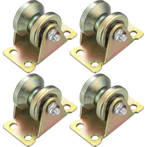 Poulie de levage 4 pcs, roulette à Rainure en V, poulie de levage, poulie à gorge de roue, câble pour cordons, glissière de portail (roulette à Rainure en V) (poulie en V) (1/5)
