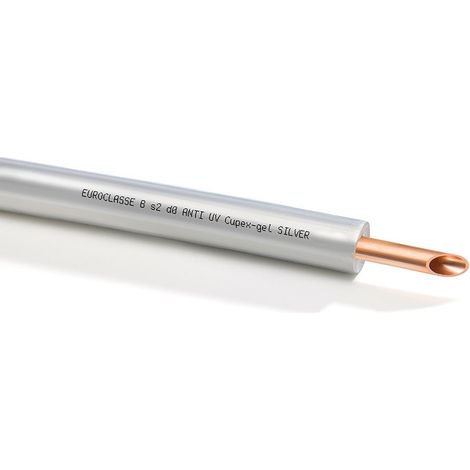Tubo di rame CUPEX GEL SILVER ø1/4" x 0,80 (d. 6,35 mm) isolato da una guaina - Spessore nominale isolante 9 mm (prezzo a metro - minimo acquistabile 50 metri e multipli)