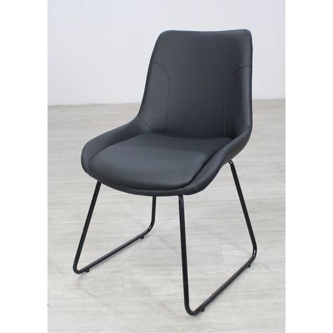 Pack de 4 sillas Md-Elise tapizadas en piel sintética negro, 85cm(alto) 53cm(ancho) 62cm(fondo) (1/2)