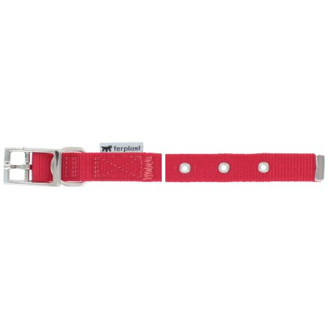 Collier Club perfore' pour chien largeur 20 mm x longueur 35 - 43 cm en nylon rouge avec boucle me'tal