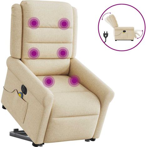 vidaXL Elektrischer Massagesessel mit Aufstehhilfe Creme Stoff (1/5)