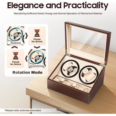 Caja de almacenamiento para relojes con 4 o 6 compartimentos, gafas y joyas, fabricada en material blando, 30 cm. (1/5)