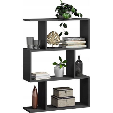 Estantería BASK 3 negra, mueble librero