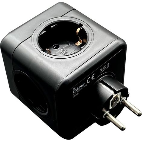Clavija modular 5 tomas schuko 2p+t 16 a 3680 w 250 v negra compatible con ref 40292, 40293