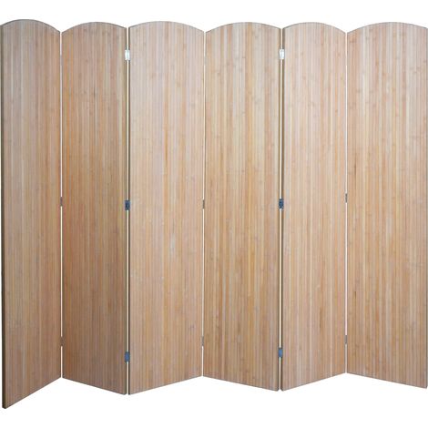 Paravento in bambù HHG-164, divisore separè, paravento, pieghevole, 6 pannelli, 170x245 cm (1/5)
