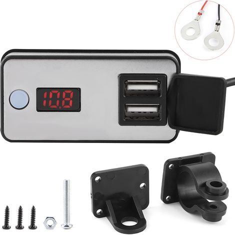 Chargeur USB double pour moto 12V, affichage numérique, alimentation étanche universelle pour téléphone, tablette et GPS (1/5)