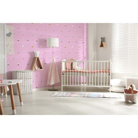 TADESSI  Tapete Tiere Maria  M1-No.761  Vliestapete  Rosa  Weiß  Tapete mit Tieren  Jungenzimmer  Mädchenzimmer (1/5)