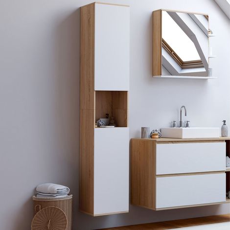 Mueble de baño TOMI 2 puertas 1 hueco haya blanca
