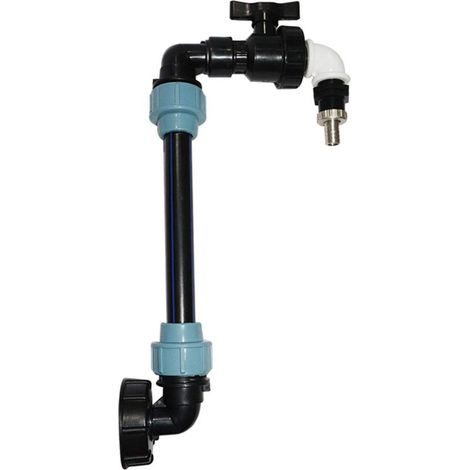 IBC Robinet double col de cygne en laiton 3/4, adaptateur pour réservoir IBC HN 3/4, pour réservoir IBC (1/4)
