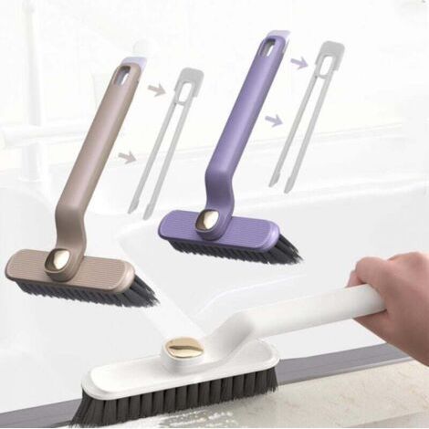 Set di 3 spazzole per la pulizia, spazzola per fughe di piastrelle con gancio, spazzola per la pulizia, spazzola per fughe, spazzola multifunzionale per fughe del bagno, spazzola per fughe per cucina, (1/4)