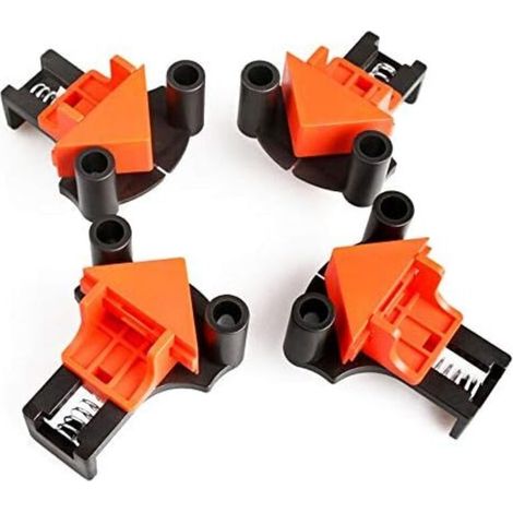 Serre Joint Angle, Pinces à Bois, lot de 4 Pinces à Angle Droit à 60degrés 90degrés 120 degrés, Outillage Bois, localisateur de Trous, Pour le Travail du Bois, le Cadre Photo Bricolage, Outils à Main