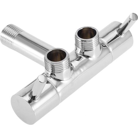 Grifo esquinero cromado de pared con doble salida, adaptador de grifo de flujo ajustable, cabezal de ducha de latón, repuestos para grifos de baño, inodoro y lavabo.