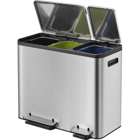 EKO, Collecteur de déchets à pédale, capacité 3 x 15 l, l x h